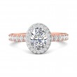 FlyerFit® 14K Pink Gold Shank And White Gold Top Micropave Halo Engagement Ring