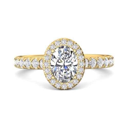 FlyerFit&reg; 14K Yellow Gold Micropave Halo Engagement Ring