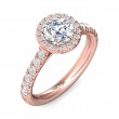 FlyerFit® 18K Pink Gold Micropave Halo Engagement Ring
