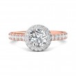 FlyerFit® 14K Pink Gold Shank And White Gold Top Micropave Halo Engagement Ring