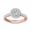 FlyerFit® 14K Pink Gold Shank And White Gold Top Micropave Halo Engagement Ring