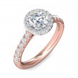 FlyerFit® 14K Pink Gold Shank And White Gold Top Micropave Halo Engagement Ring