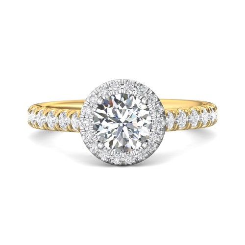 FlyerFit&reg; 14K Yellow and 14K White Gold Micropave Halo Engagement Ring