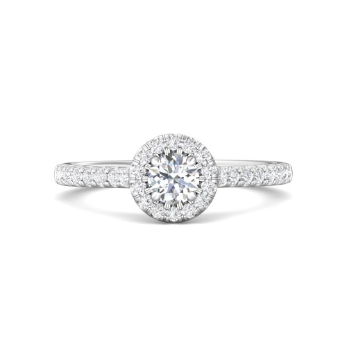 FlyerFit&reg; 14K White Gold Micropave Halo Engagement Ring
