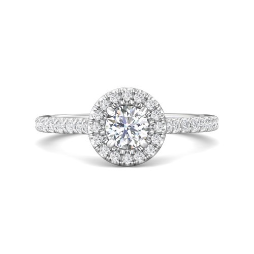 FlyerFit&reg; 14K White Gold Micropave Halo Engagement Ring