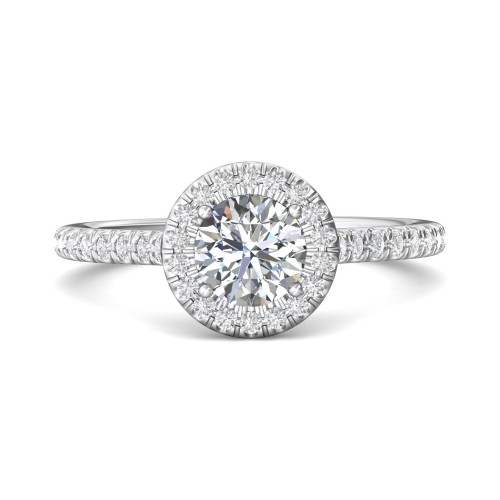 FlyerFit&reg; 18K White Gold Micropave Halo Engagement Ring