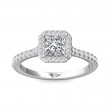 FlyerFit® 18K White Gold Micropave Halo Engagement Ring