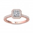 FlyerFit® 14K Pink Gold Micropave Halo Engagement Ring