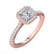 FlyerFit® 14K Pink Gold Micropave Halo Engagement Ring