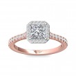 FlyerFit® 14K Pink Gold Shank And White Gold Top Micropave Halo Engagement Ring