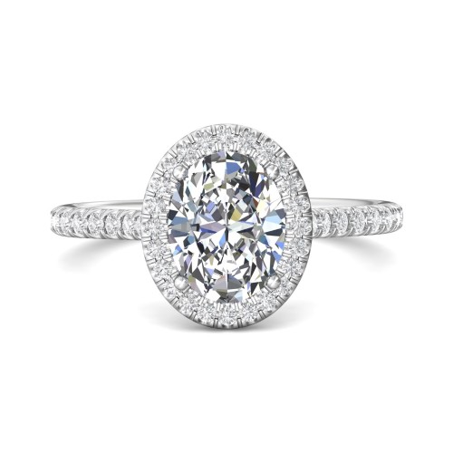 FlyerFit&reg; Platinum Micropave Halo Engagement Ring