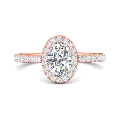 FlyerFit&reg; 14K Pink Gold Micropave Halo Engagement Ring