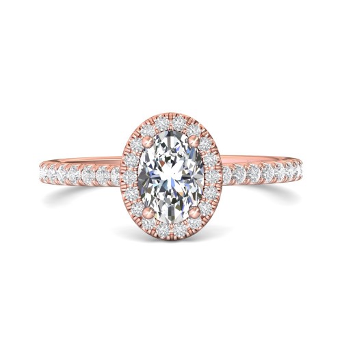 FlyerFit&reg; 18K Pink Gold Micropave Halo Engagement Ring