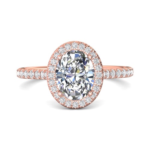 FlyerFit&reg; 14K Pink Gold Micropave Halo Engagement Ring