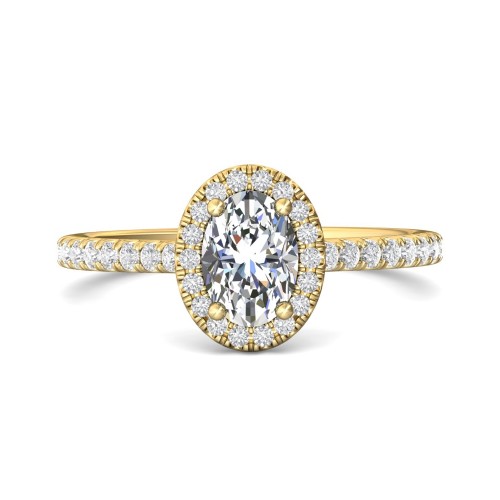 FlyerFit&reg; 18K Yellow Gold Micropave Halo Engagement Ring
