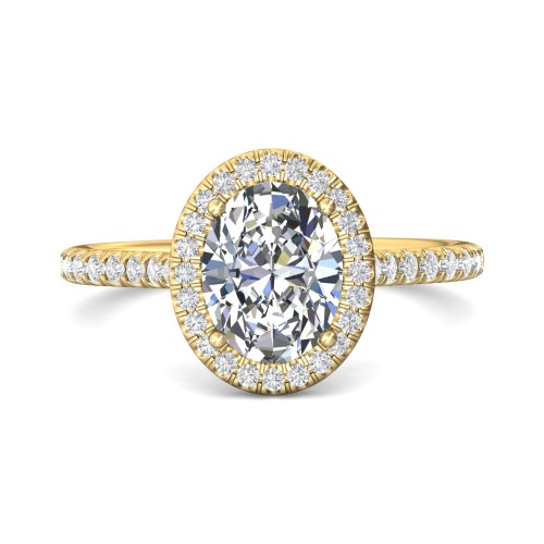 FlyerFit&reg; 18K Yellow Gold Micropave Halo Engagement Ring