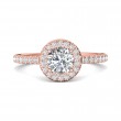 FlyerFit® 18K Pink Gold Micropave Halo Engagement Ring