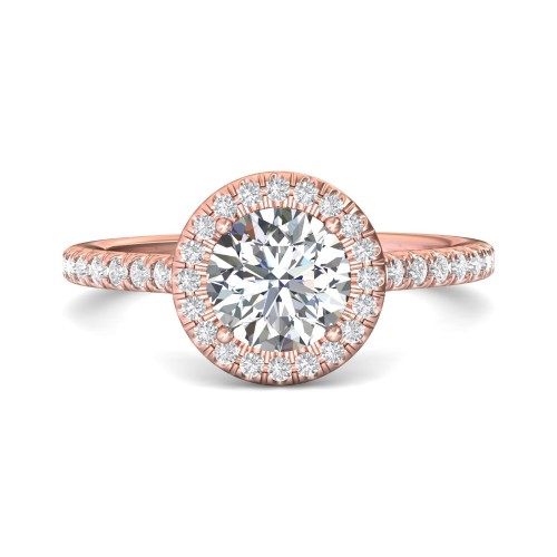 FlyerFit&reg; 14K Pink Gold Micropave Halo Engagement Ring