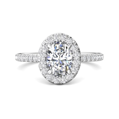 FlyerFit&reg; 14K White Gold Micropave Halo Engagement Ring