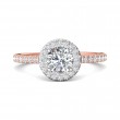 FlyerFit® 14K Pink Gold Shank And White Gold Top Micropave Halo Engagement Ring