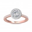 FlyerFit® 14K Pink Gold Shank And White Gold Top Micropave Halo Engagement Ring