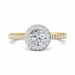 FlyerFit® 18K Yellow Gold Shank And White Gold Top Micropave Halo Engagement Ring