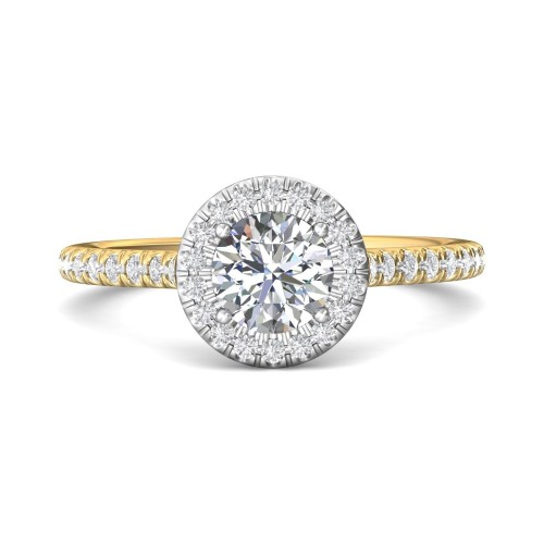 FlyerFit&reg; 14K Yellow and 14K White Gold Micropave Halo Engagement Ring
