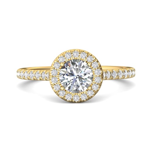 FlyerFit&reg; 14K Yellow Gold Micropave Halo Engagement Ring