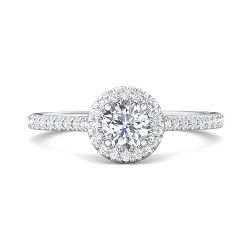 FlyerFit&reg; 18K White Gold Micropave Halo Engagement Ring
