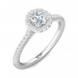 FlyerFit® 18K White Gold Micropave Halo Engagement Ring