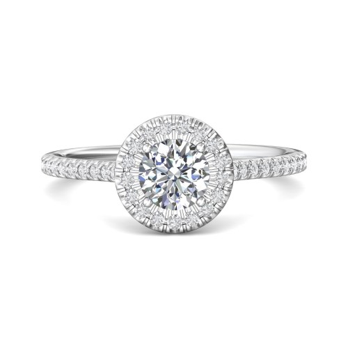 FlyerFit&reg; 14K White Gold Micropave Halo Engagement Ring