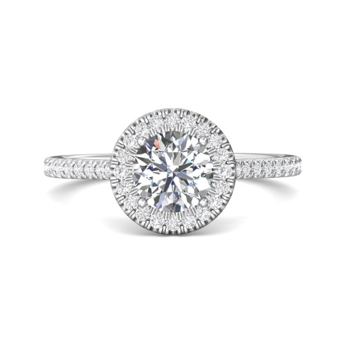 FlyerFit&reg; 14K White Gold Micropave Halo Engagement Ring