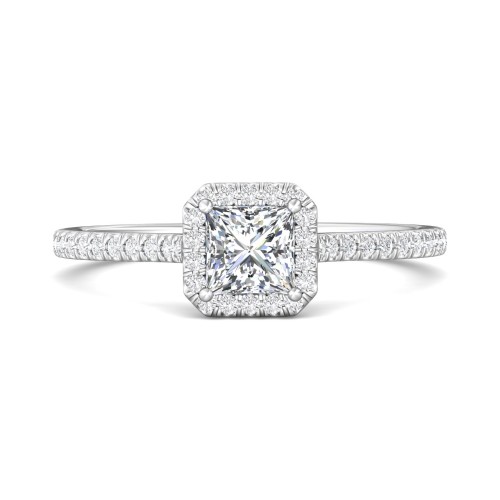 FlyerFit&reg; Platinum Micropave Halo Engagement Ring