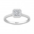 FlyerFit® 18K White Gold Micropave Halo Engagement Ring