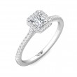 FlyerFit® 18K White Gold Micropave Halo Engagement Ring