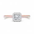 FlyerFit® 14K Pink Gold Shank And White Gold Top Micropave Halo Engagement Ring