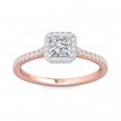 FlyerFit® 14K Pink Gold Shank And White Gold Top Micropave Halo Engagement Ring