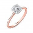 FlyerFit® 14K Pink Gold Shank And White Gold Top Micropave Halo Engagement Ring