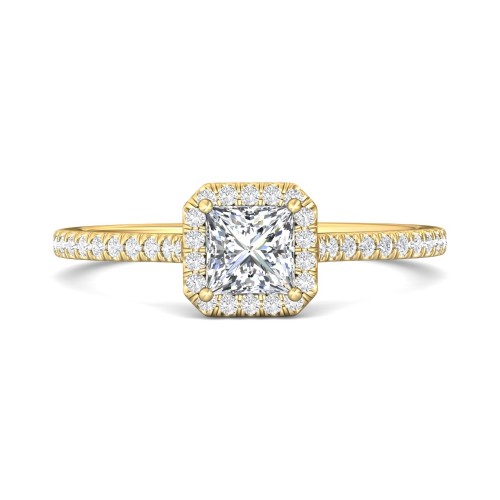 FlyerFit&reg; 14K Yellow Gold Micropave Halo Engagement Ring