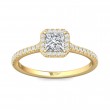 FlyerFit® 14K Yellow Gold Micropave Halo Engagement Ring