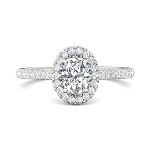 FlyerFit&reg; Platinum Micropave Halo Engagement Ring
