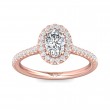 FlyerFit® 18K Pink Gold Micropave Halo Engagement Ring