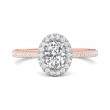 FlyerFit® 18K Pink Gold Shank And White Gold Top Micropave Halo Engagement Ring