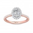 FlyerFit® 18K Pink Gold Shank And White Gold Top Micropave Halo Engagement Ring