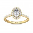 FlyerFit® 18K Yellow Gold Micropave Halo Engagement Ring