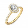 FlyerFit® 18K Yellow Gold Micropave Halo Engagement Ring