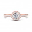 FlyerFit® 18K Pink Gold Micropave Halo Engagement Ring