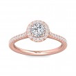 FlyerFit® 18K Pink Gold Micropave Halo Engagement Ring