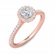 FlyerFit® 18K Pink Gold Micropave Halo Engagement Ring