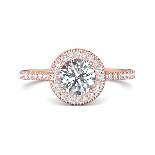 FlyerFit&reg; 14K Pink Gold Micropave Halo Engagement Ring
